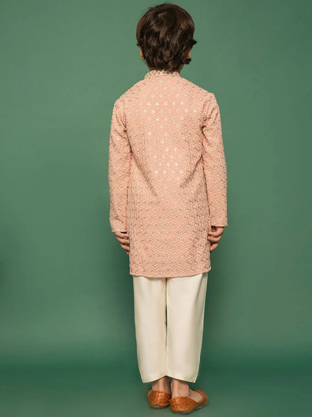 VASTRAMAY Boys Embroidered Regular Sequinned Kurta with Pyjamas - Image 3