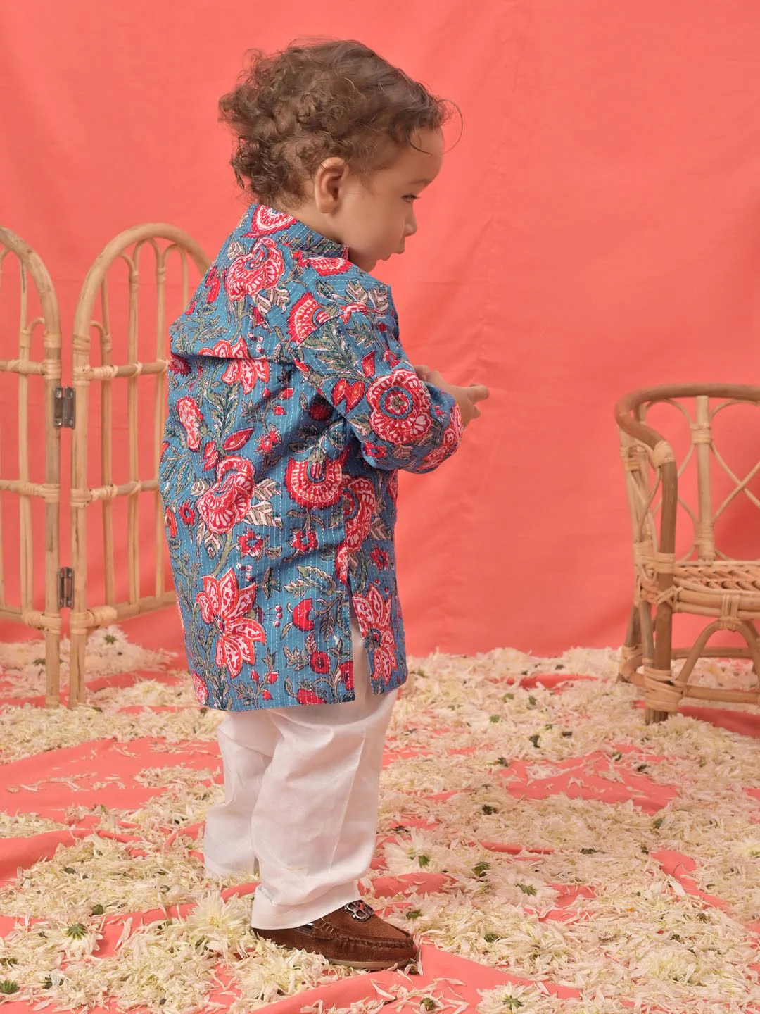 VASTRAMAY Boys Floral Printed Regular Kurta With Pyjamas - Image 5