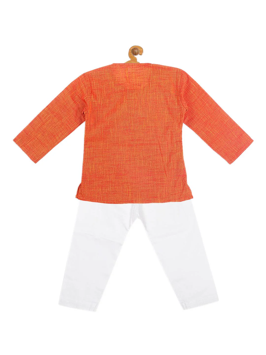 VASTRAMAY Boys Orange Pure Cotton Kurta with Pyjamas - Image 3