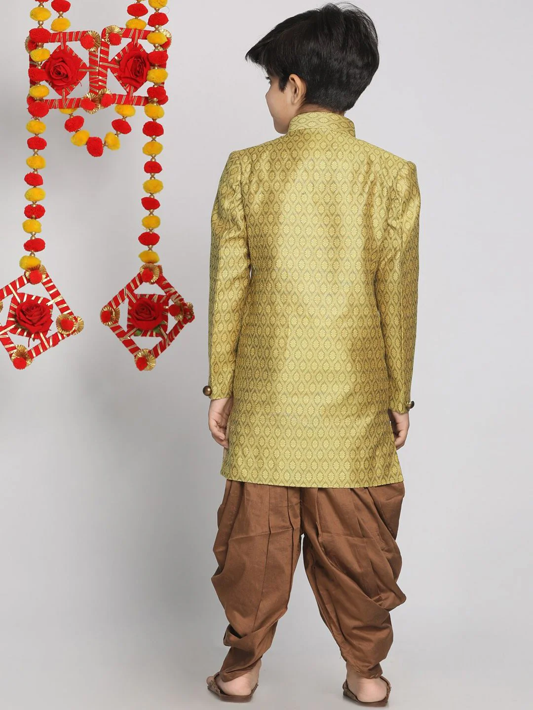 VASTRAMAY Boys Printed Indowestern Sherwani & Cowl Dhoti Pant Set - Image 4