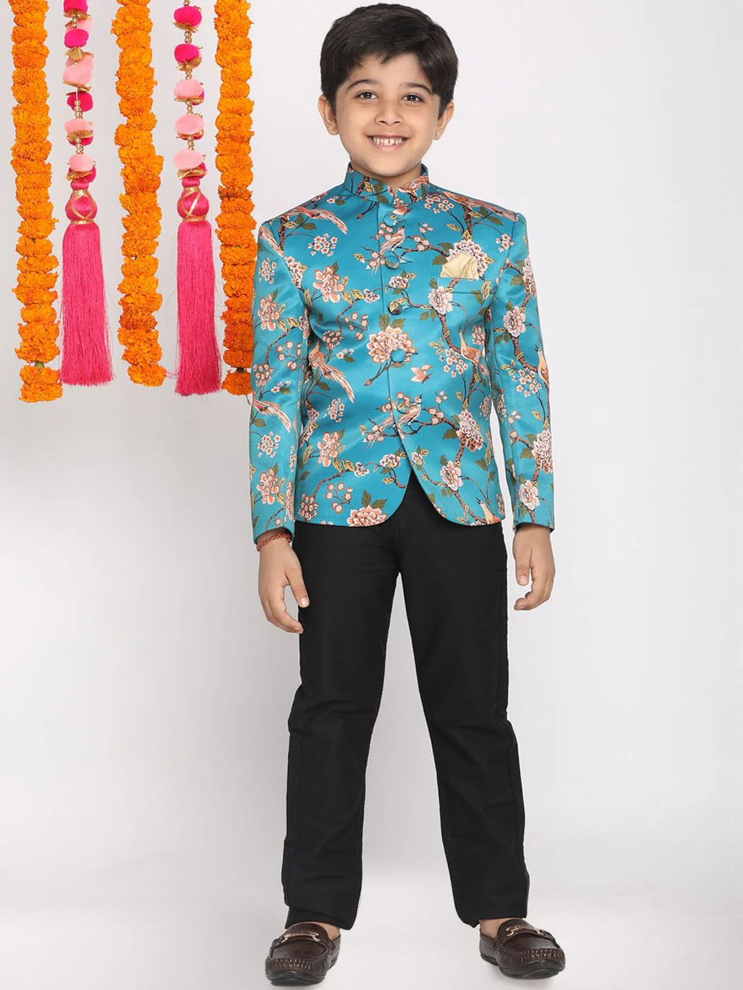VASTRAMAY Boys Printed Slim Fit Bandhgala Jodhpuri Blazer - Image 6