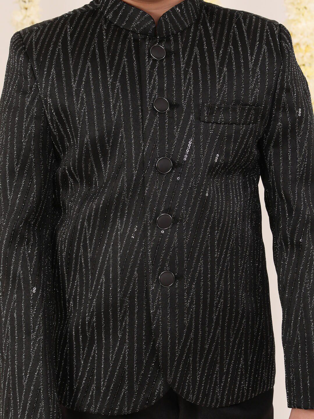 VASTRAMAY Boys Self Design Single-Breasted Slim-Fit Blazer - Image 2