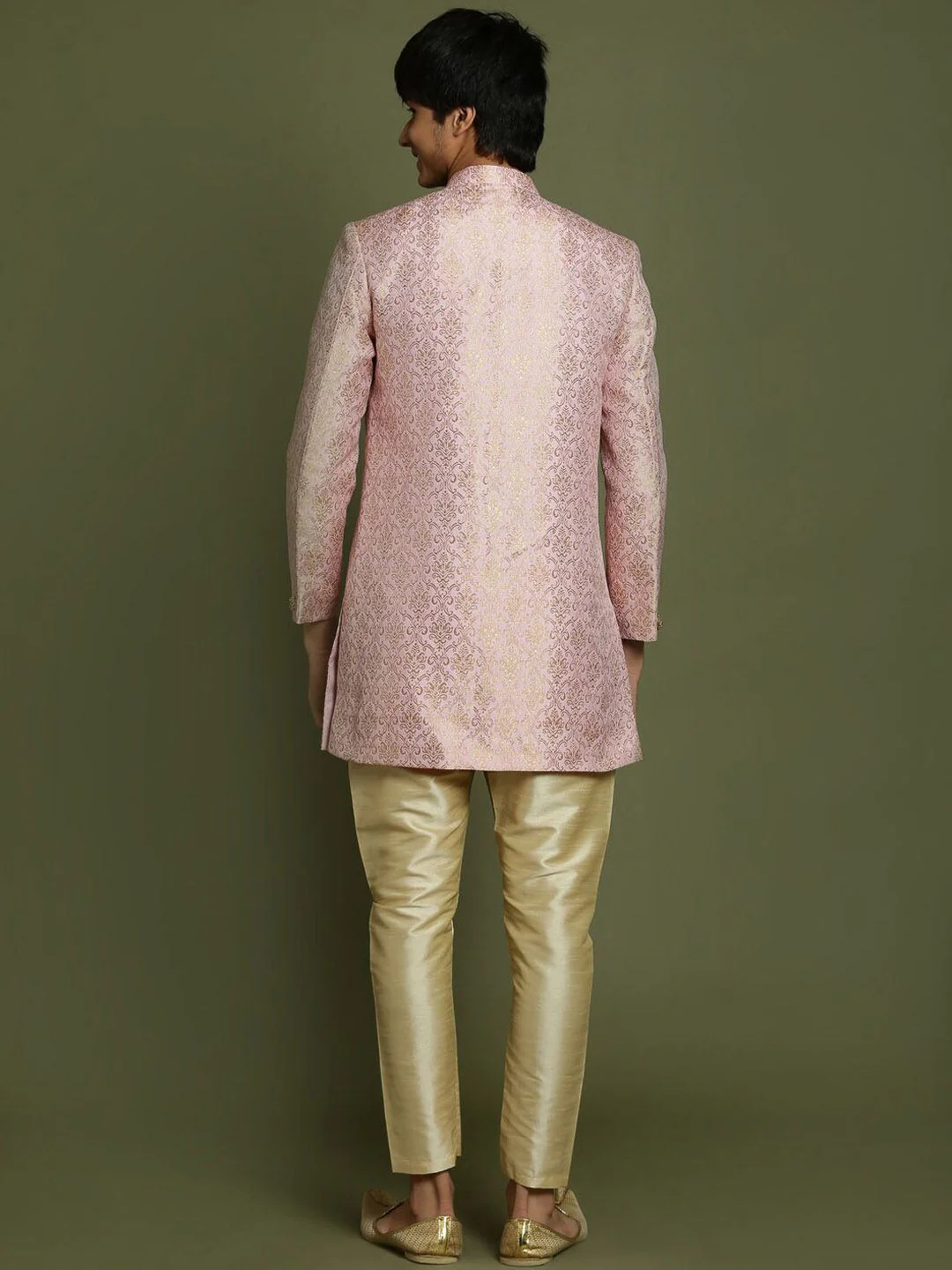 VASTRAMAY Boys Woven Design Brocade Sherwani Set - Image 5