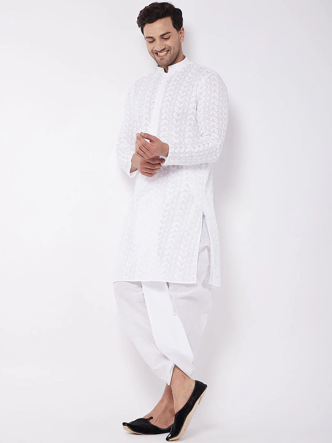 VASTRAMAY By Vastramay Men Mid-Rise Relaxed-Fit Cowl Dhoti Pant - Image 5
