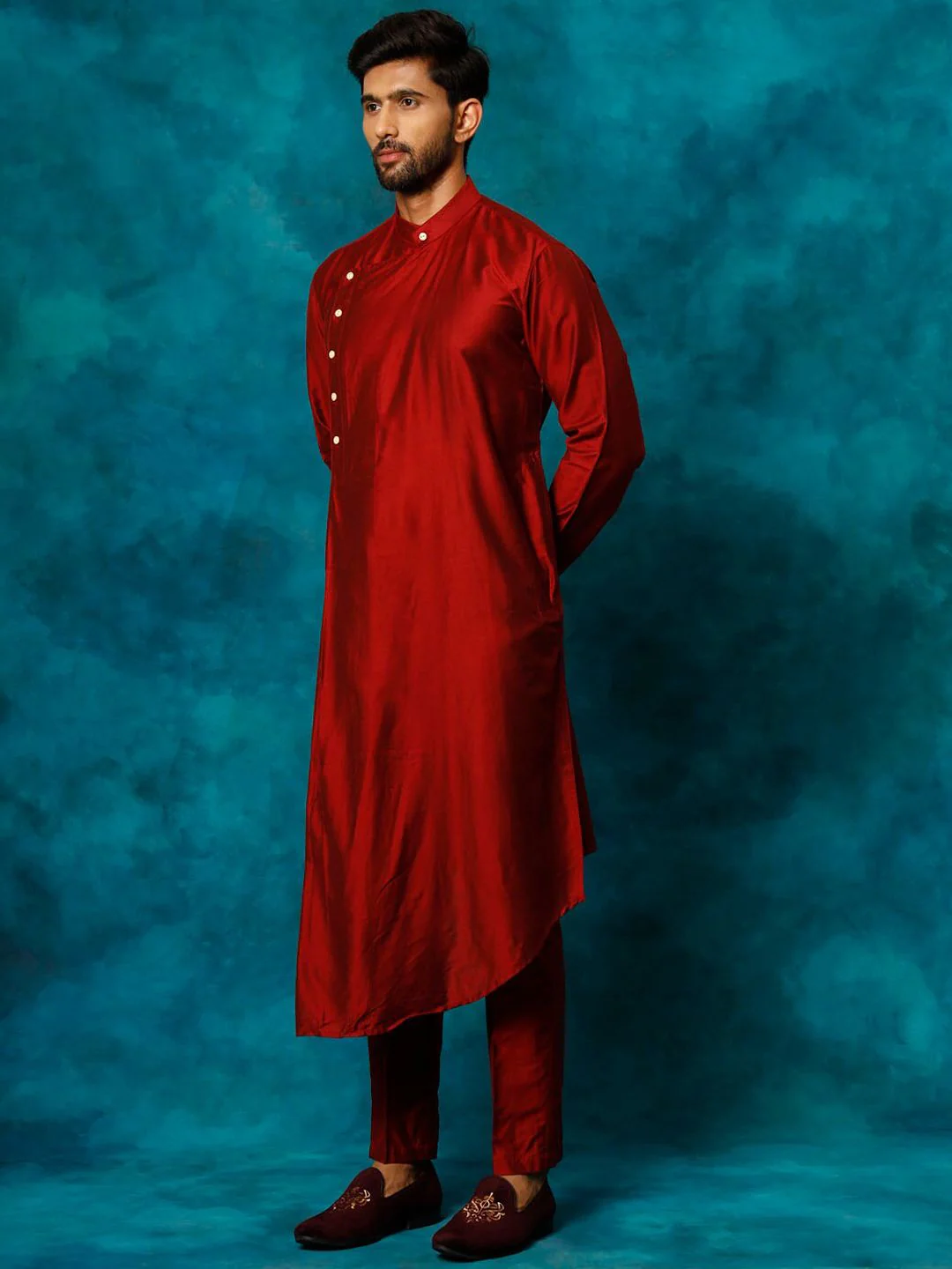 VASTRAMAY Mandarin Collar Straight Kurta - Image 3