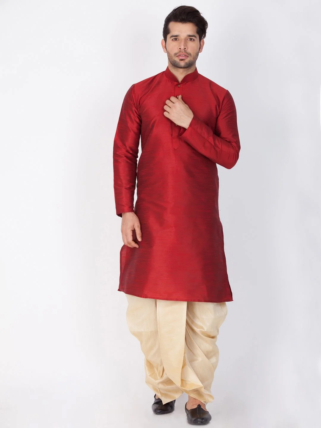 VASTRAMAY Men Beige Solid Dhoti Pants - Image 5