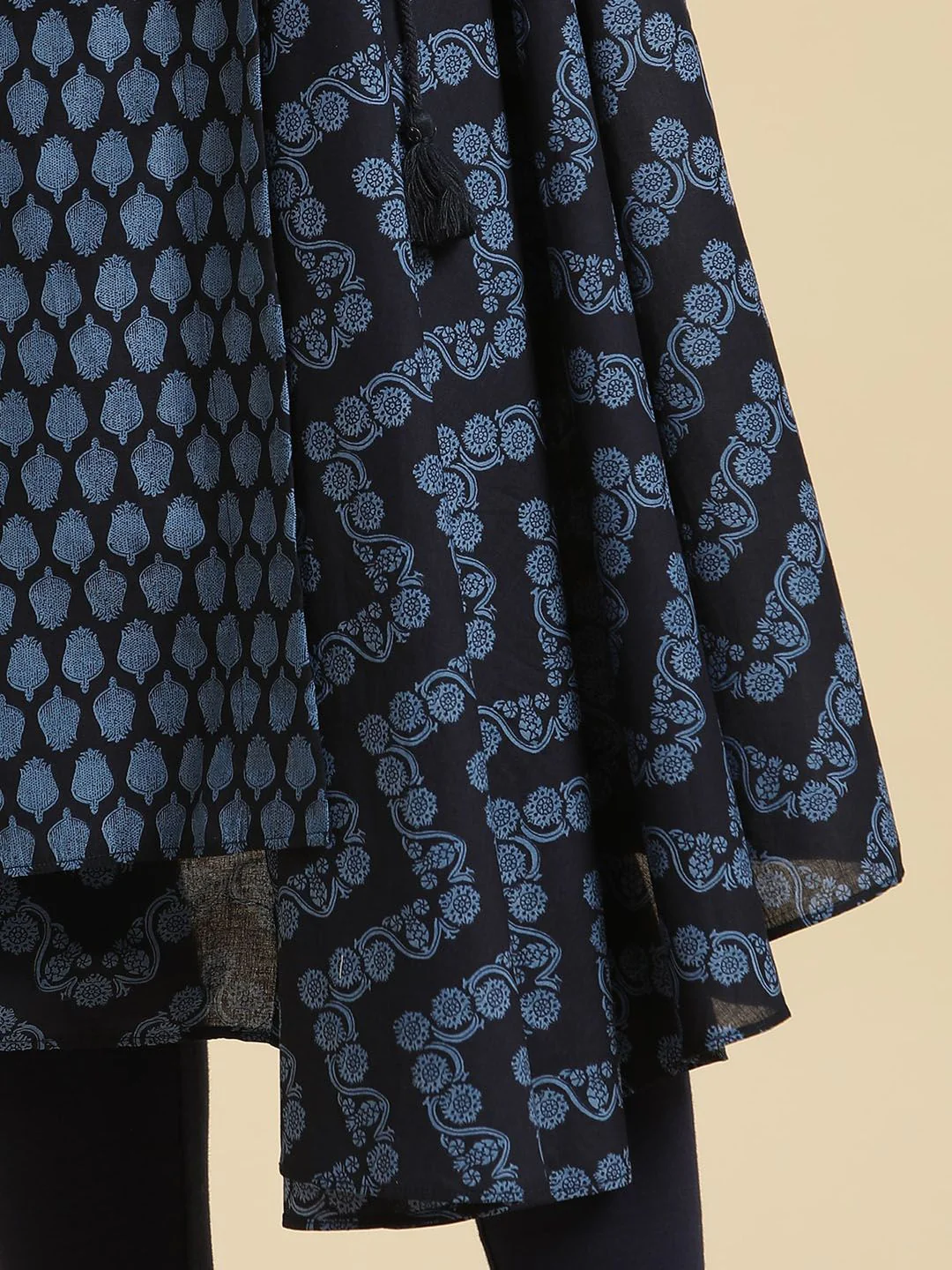 W Blue Ethnic Motifs Printed Pure Cotton Anarkali Kurta - Image 2