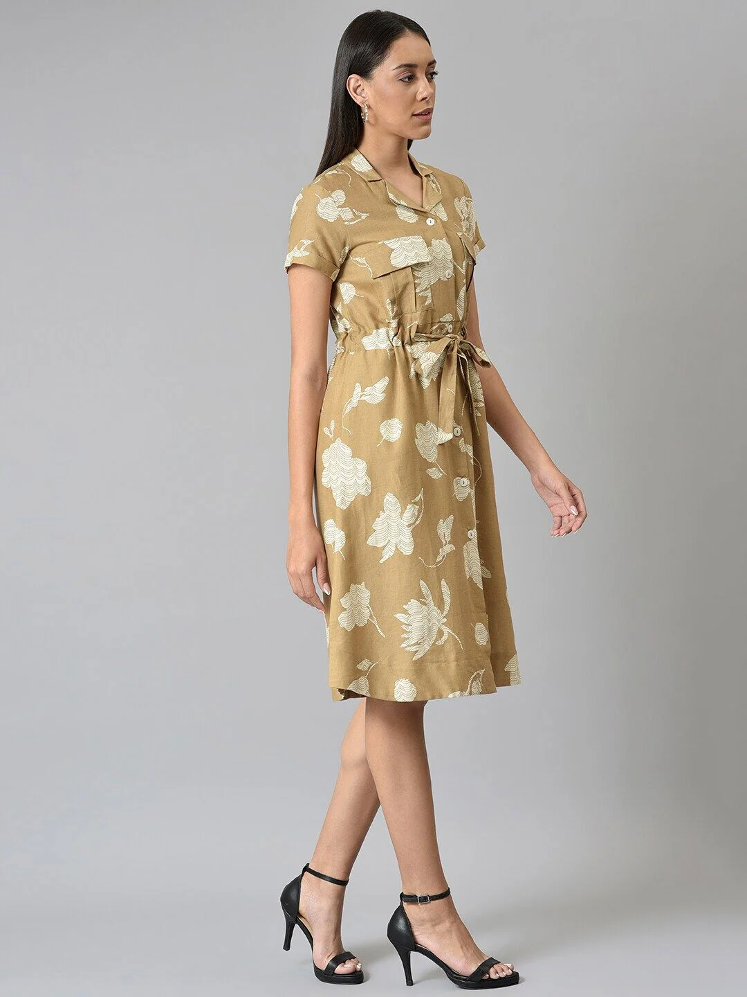 W Floral Printed Shirt Dress - Image 3