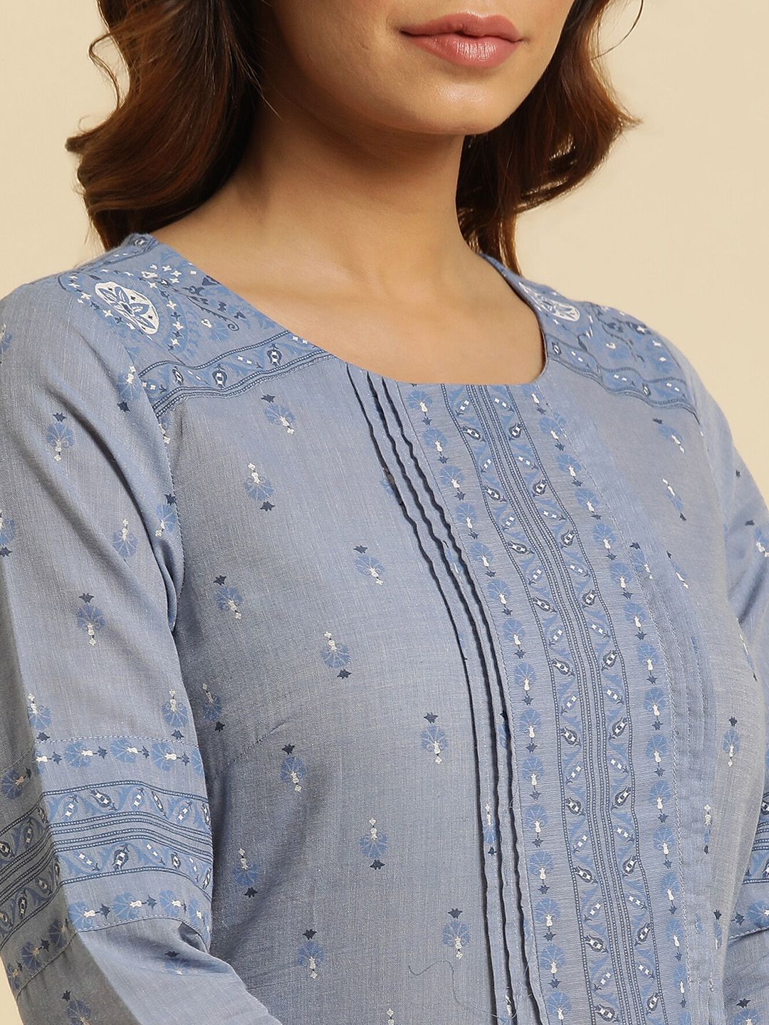 W Ethnic Motifs Printed Pure Cotton Kurta - Image 5