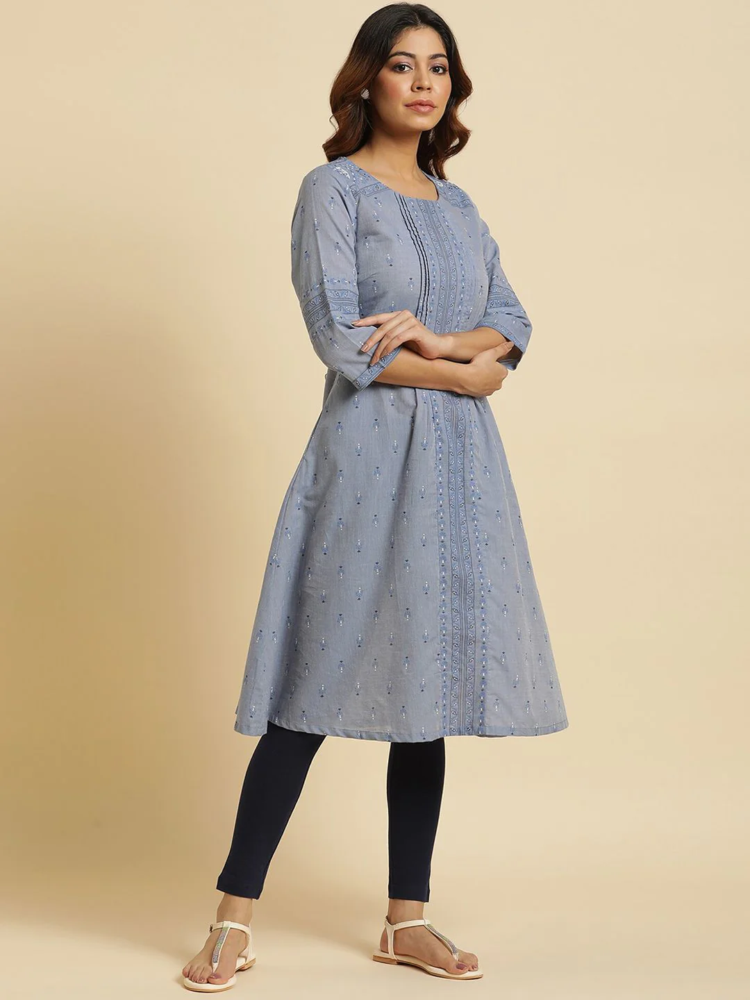 W Ethnic Motifs Printed Pure Cotton Kurta - Image 6