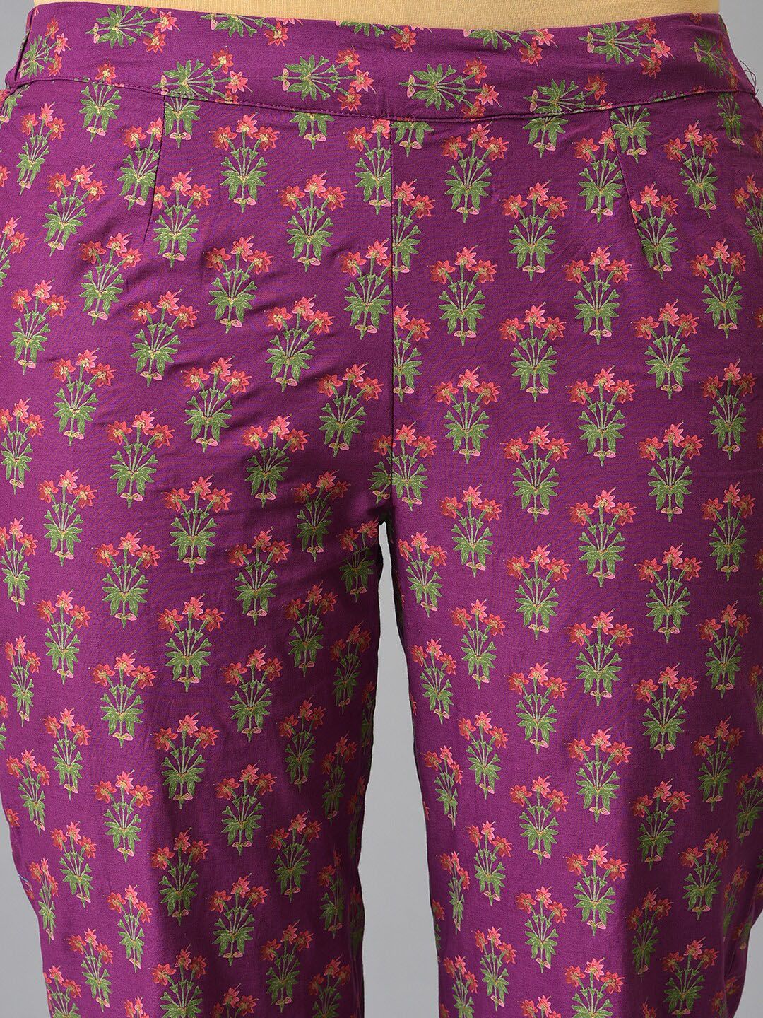 W Festive Floral Print Rayon Kurta With Straight Pant & Dupatta - Image 3