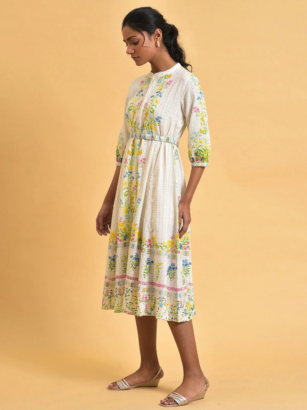 W Floral A-Line Midi Dress - Image 4