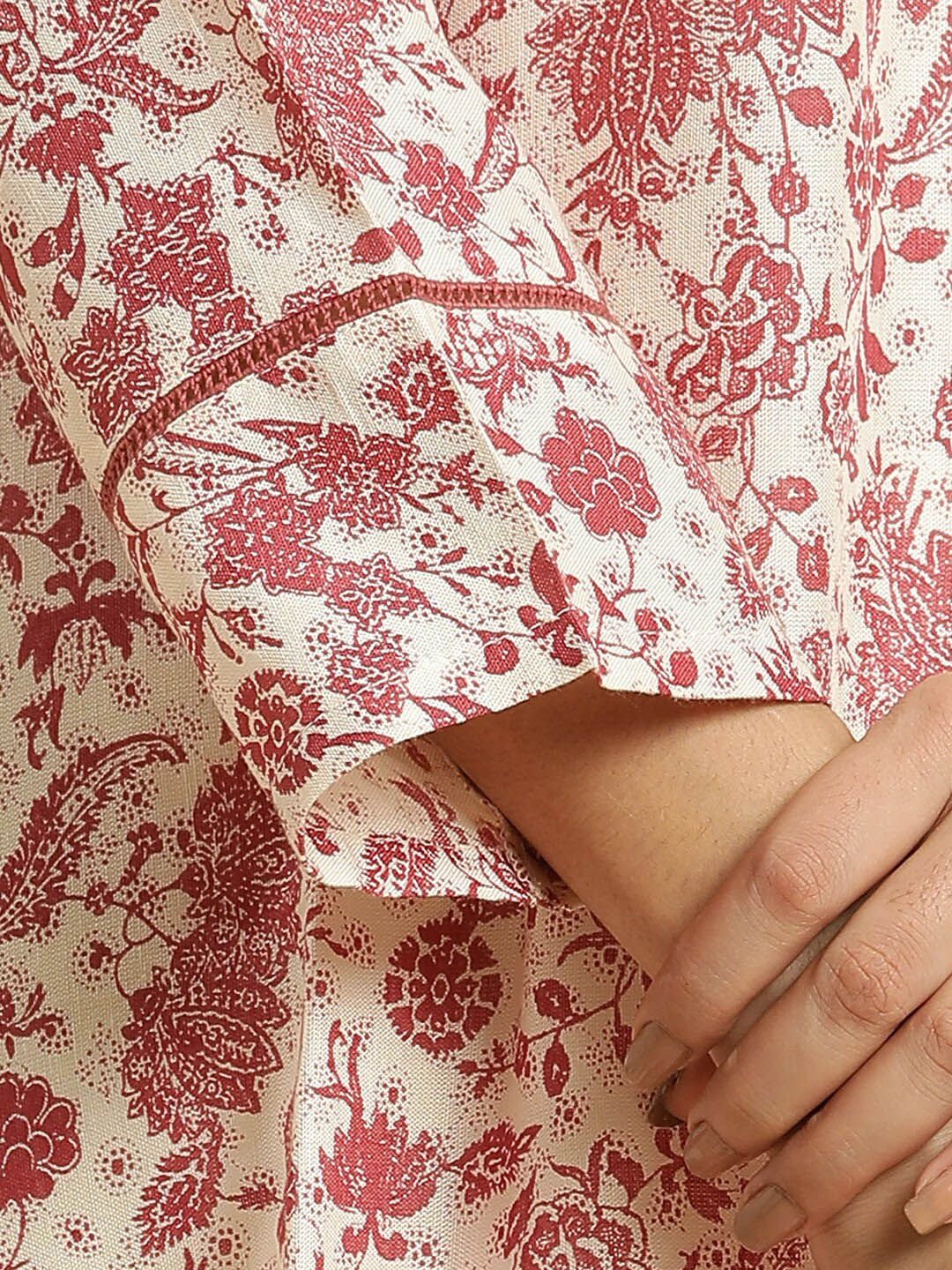 W Floral Embroidered Round Neck Kurta - Image 7