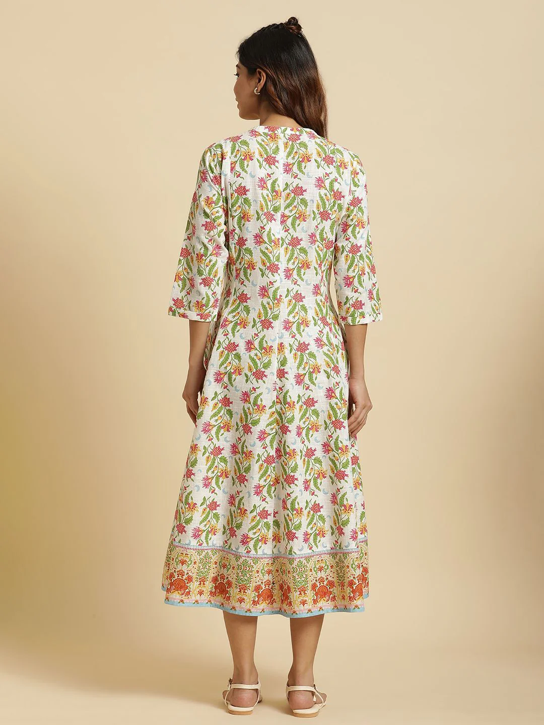 W Floral Printed A-Line Midi Ethnic Dress - Image 6