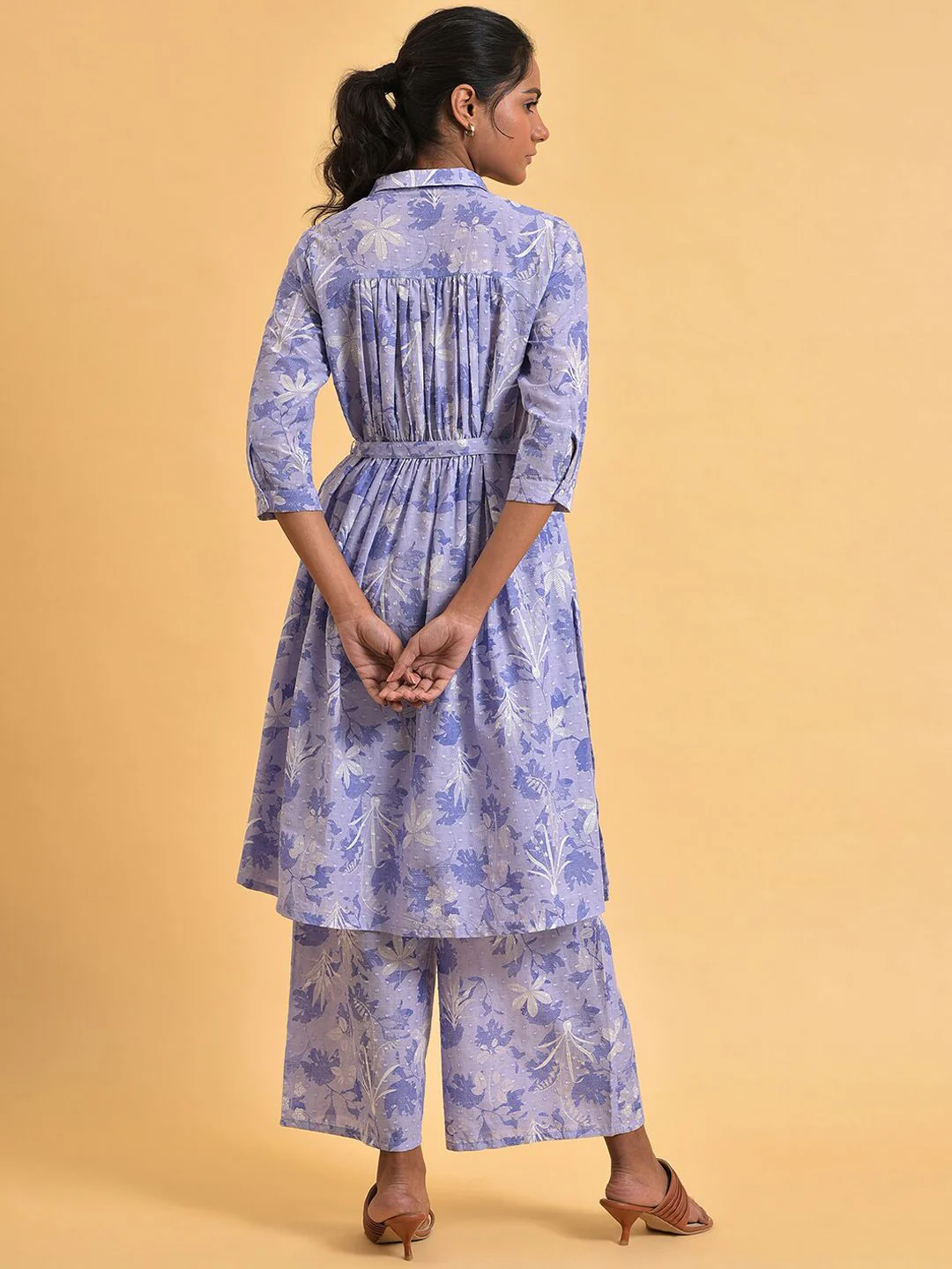 W Floral Printed Pure Cotton Kurta with Palazzos - Image 6