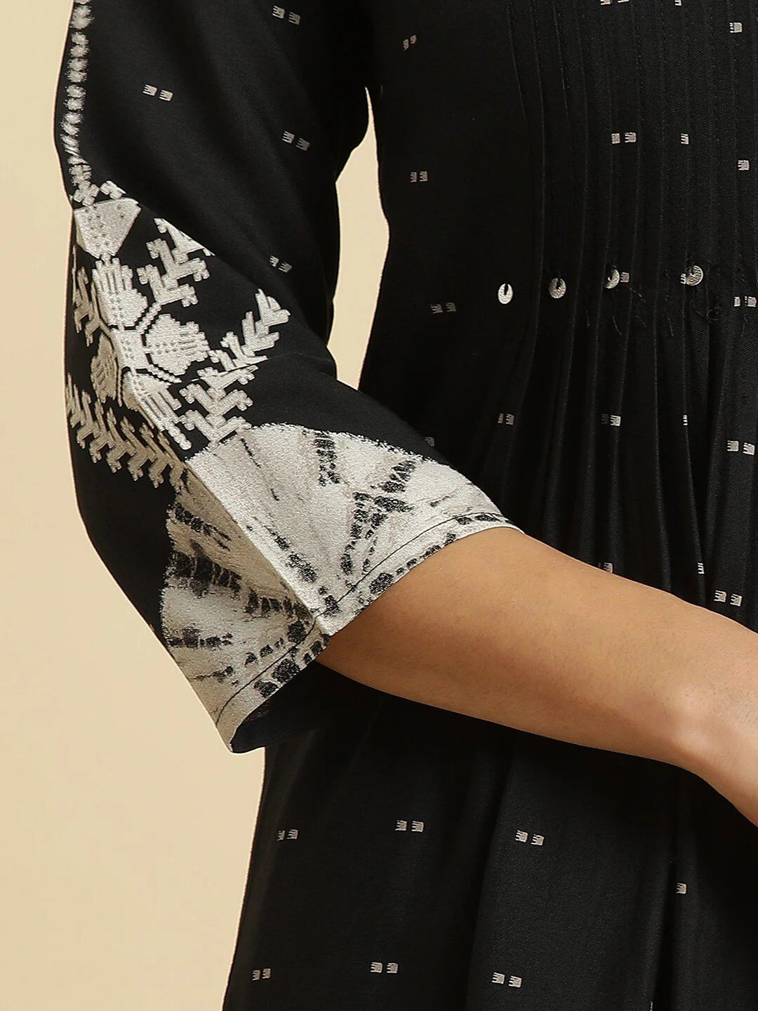 W Geometric Printed Sequinned A Line Kurta - Image 2