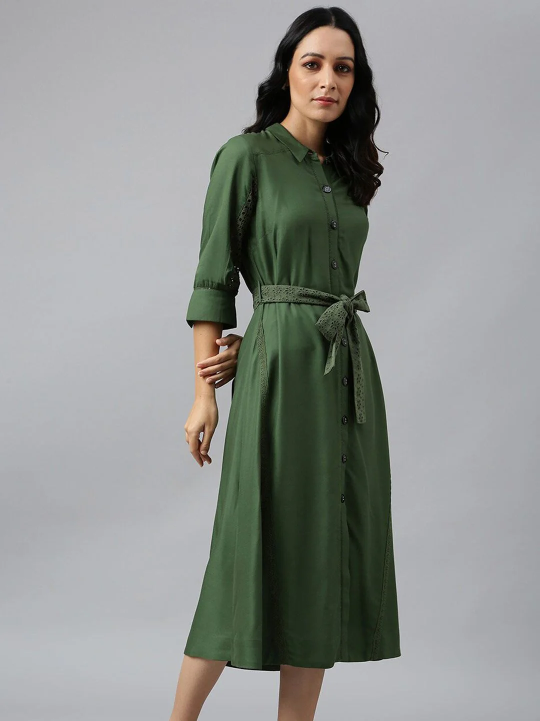 W Green A-Line Midi Dress - Image 2