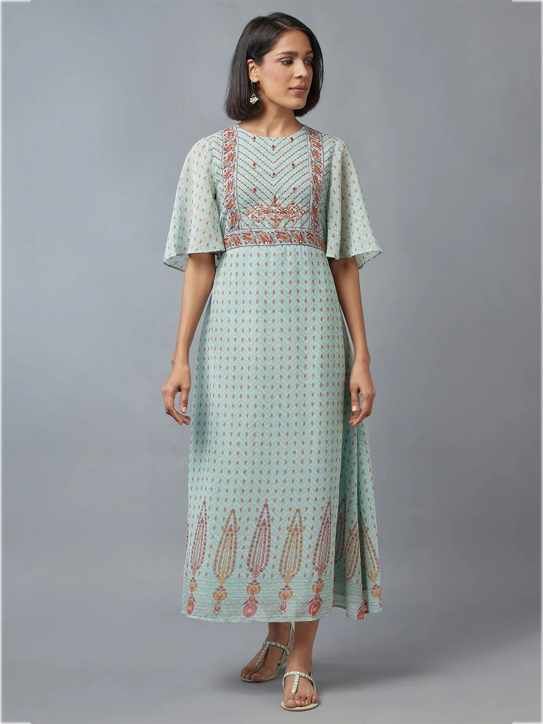W Green Ethnic Maxi Dress