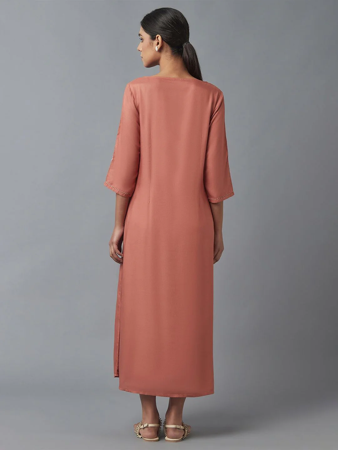 W Orange A-Line Maxi Dress - Image 4