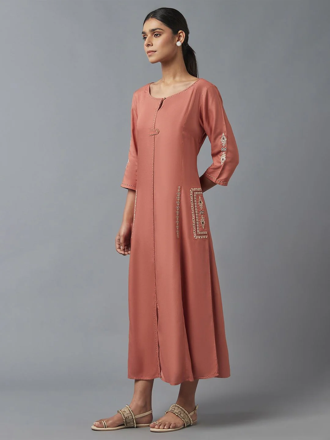 W Orange A-Line Maxi Dress - Image 5