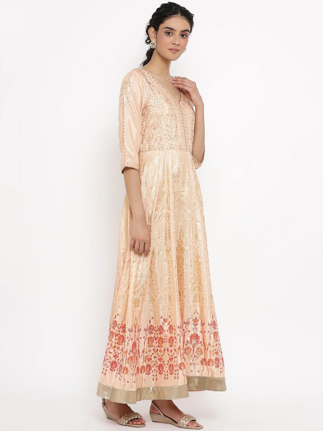W Pink Ethnic Motifs Ethnic Maxi Dress - Image 3
