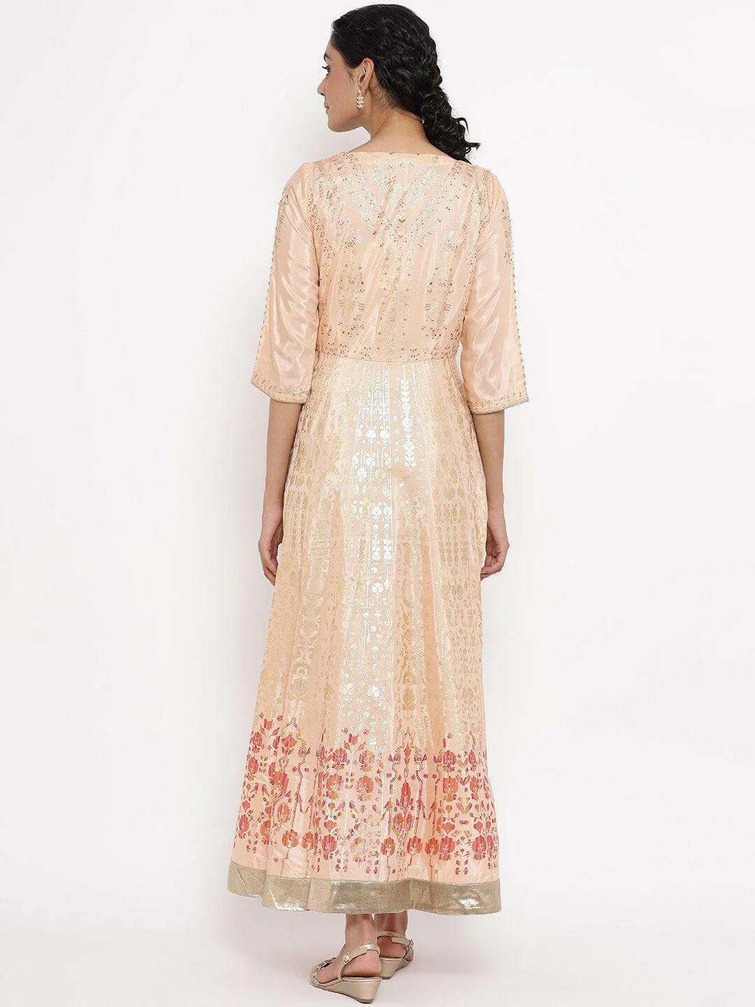 W Pink Ethnic Motifs Ethnic Maxi Dress - Image 4