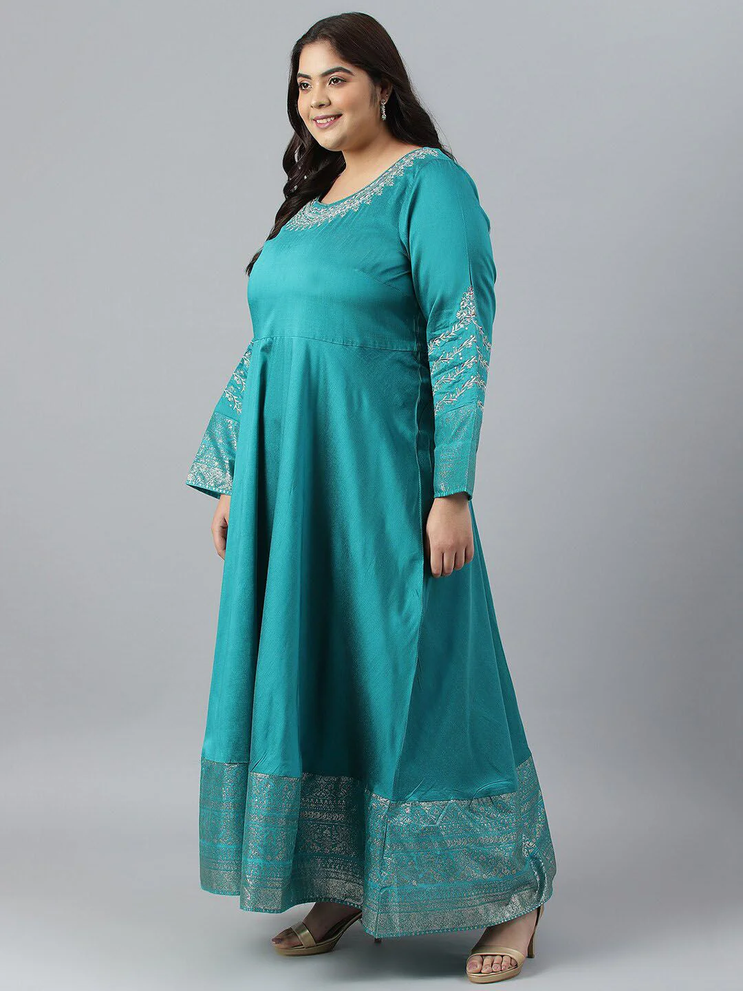 W Plus Size Embroidered Ethnic Maxi Ethnic Dress - Image 5
