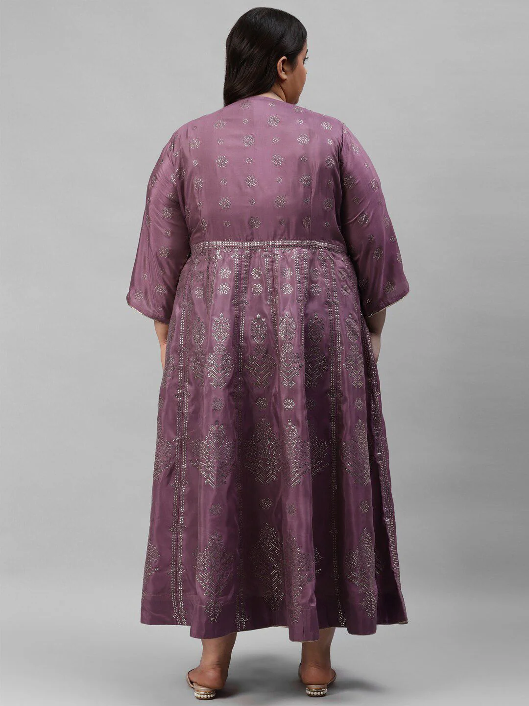 W Purple Women Plus Size Ethnic Motifs Maxi Dress - Image 4