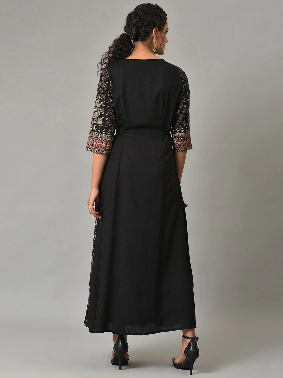 W Round Neck Ethnic Motifs Maxi Ethnic Dress - Image 4