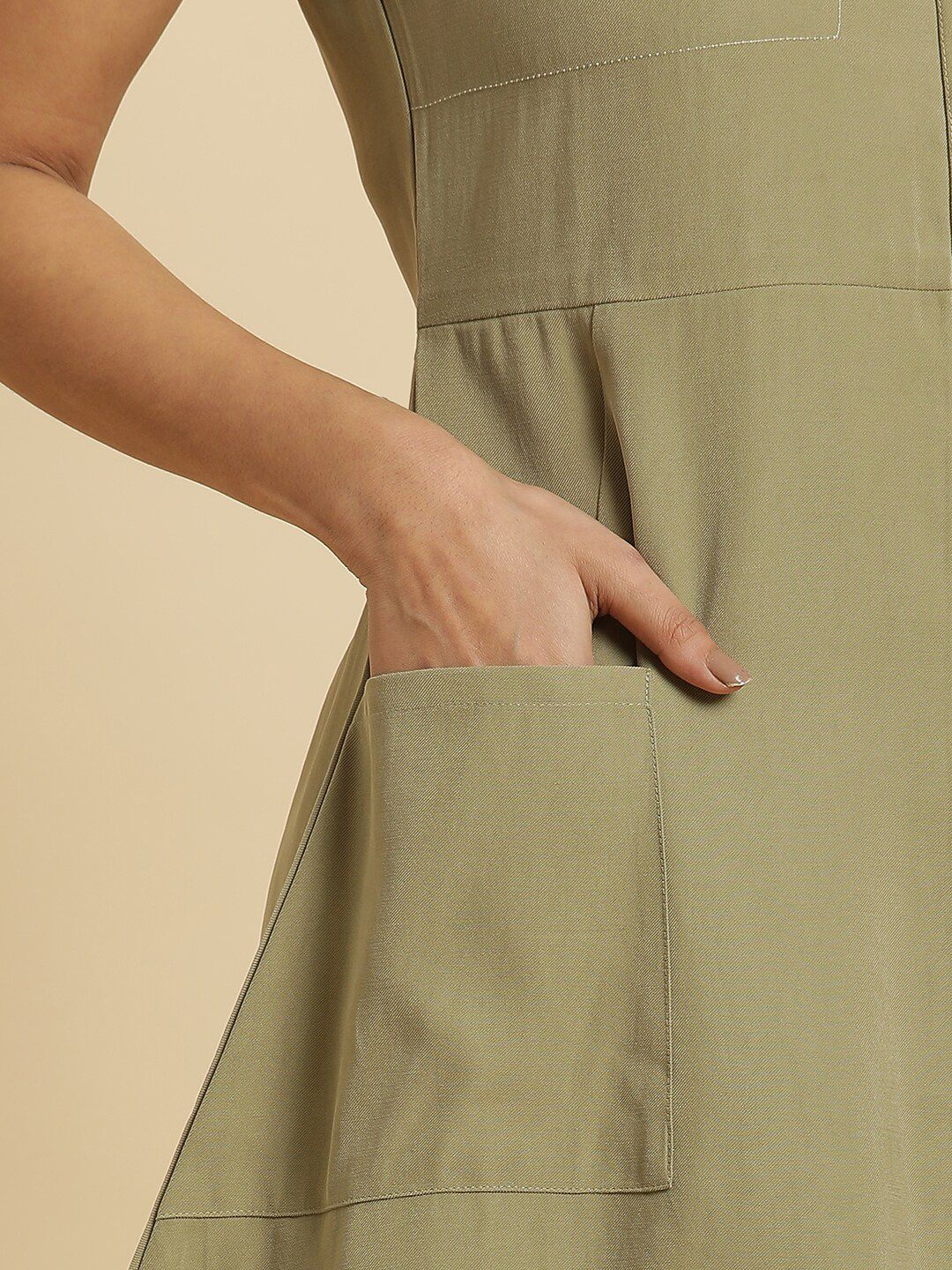 W Shirt Collar A-Line Dress - Image 7