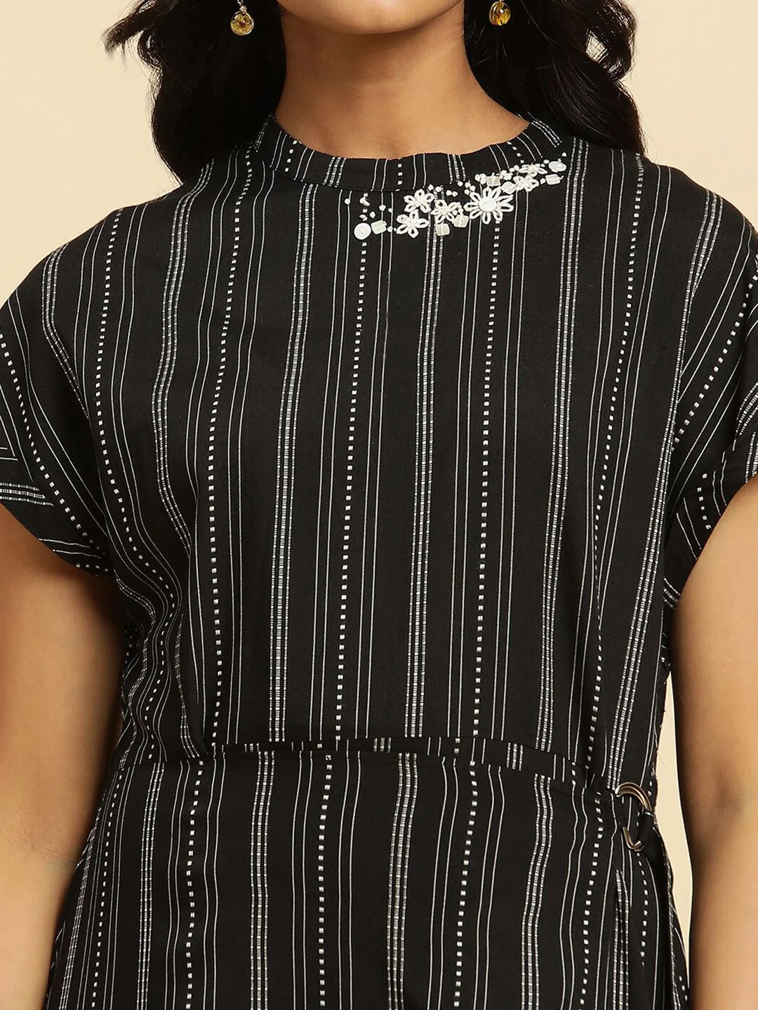 W Striped Cotton A-Line Midi Dress - Image 2