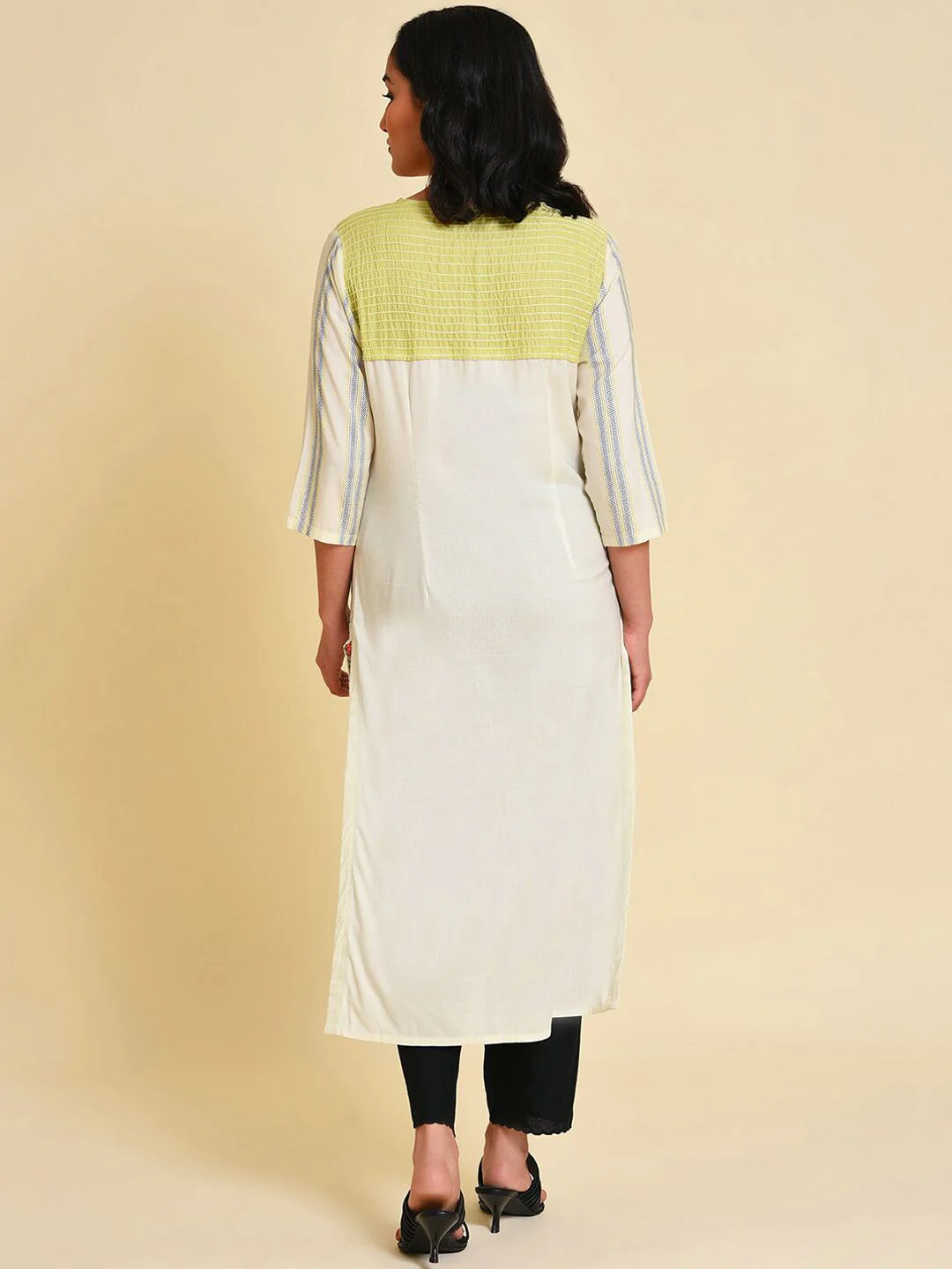 W Striped Thread Work Straight Kurta - Image 6