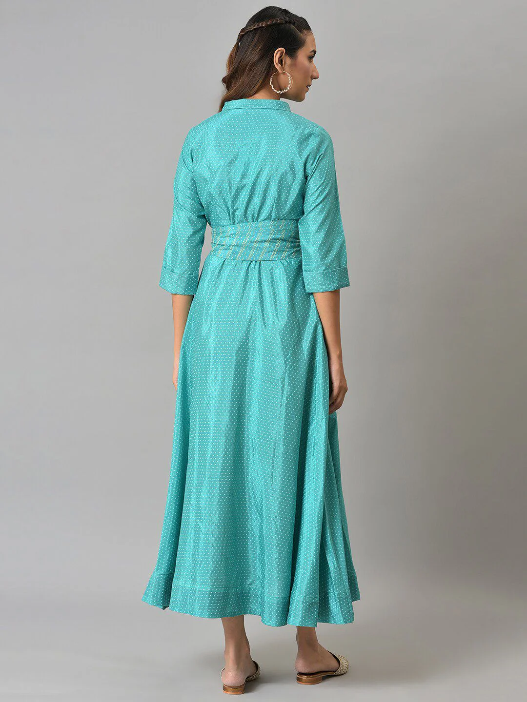 W Women Blue Embellished Ethnic Maxi Dress - Image 4