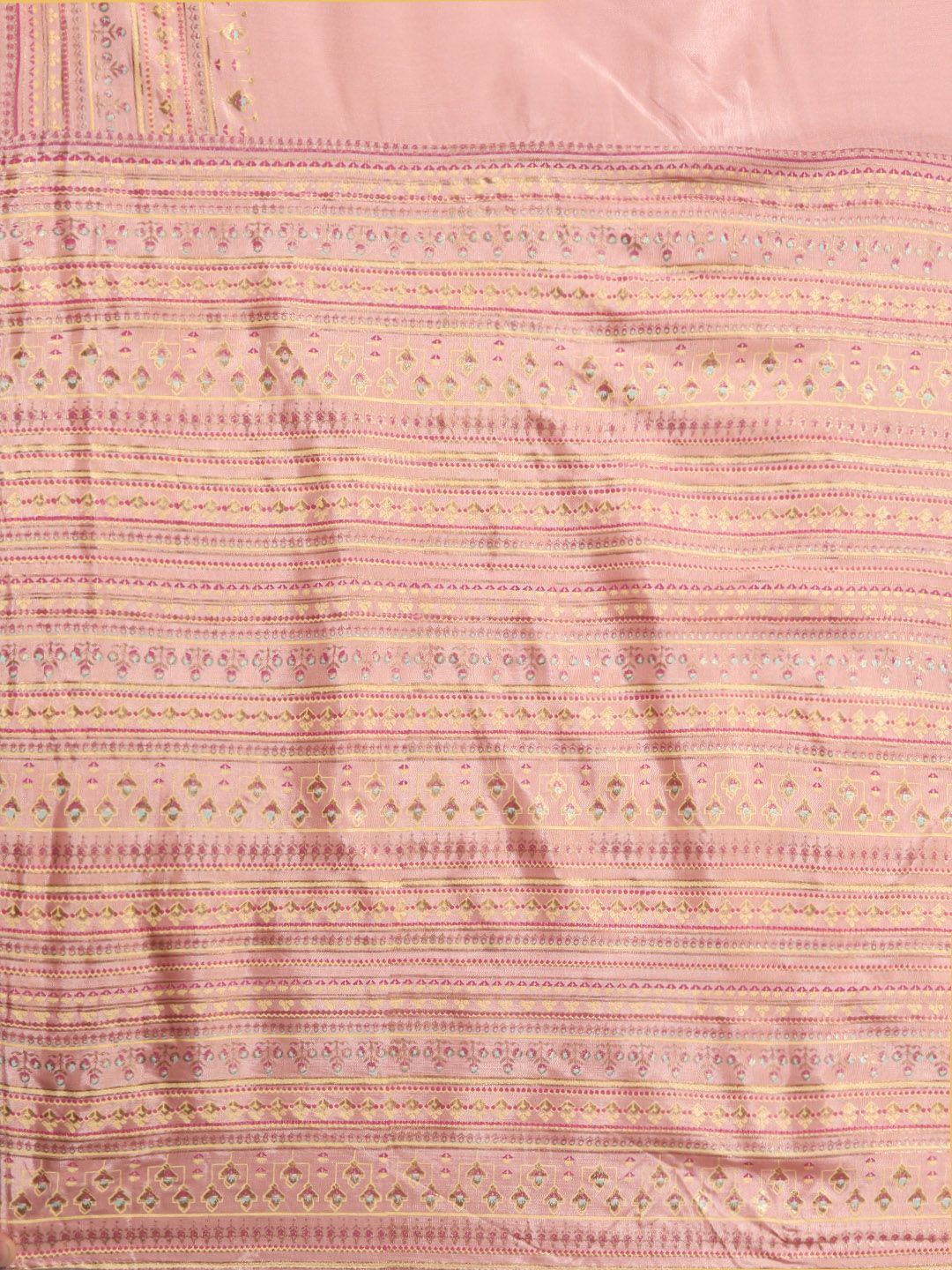 W Women Blue & Peach-Coloured Printed Top with With Attached Dupatta - Image 5