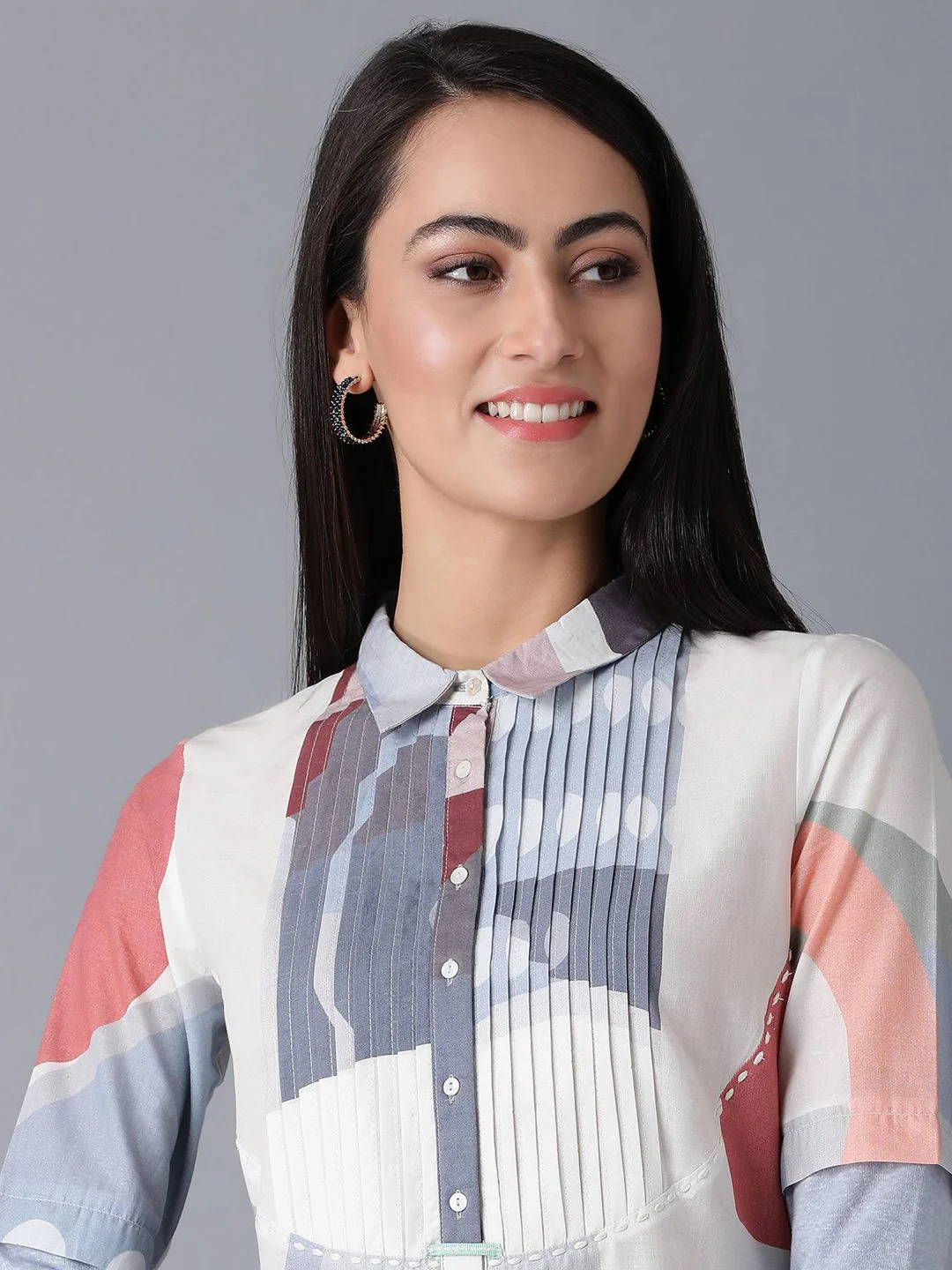 W Women Blue Printed Kurta - Image 2