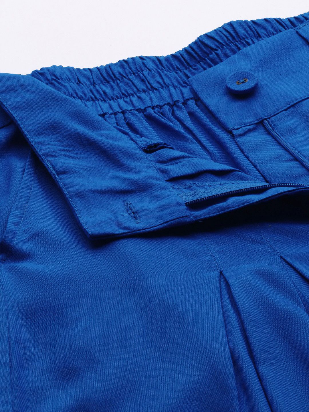 W Women Blue Solid Wide Leg Palazzos - Image 4