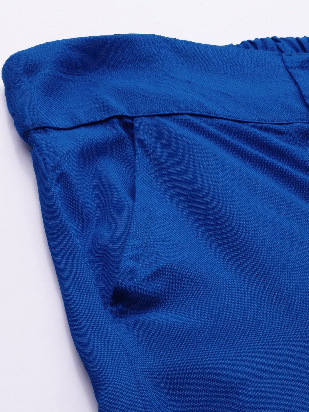 W Women Blue Solid Wide Leg Palazzos - Image 6
