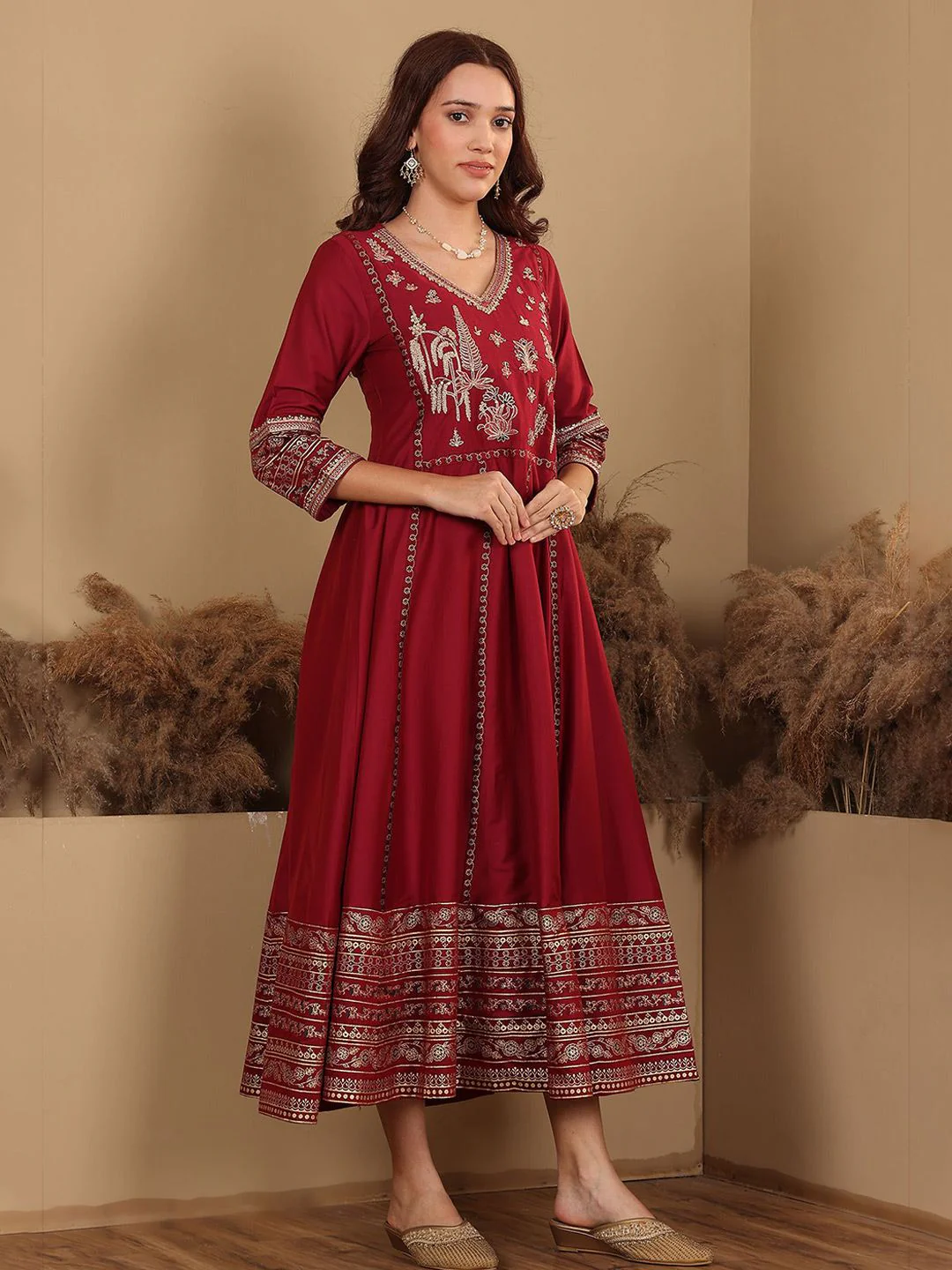W Women Ethnic Motifs Fit & Flare Maxi Dress - Image 3