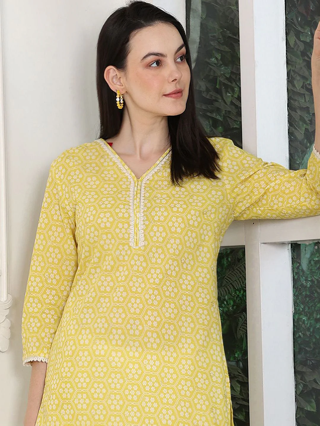 W Women Floral Flared Sleeves Kurta - Image 6