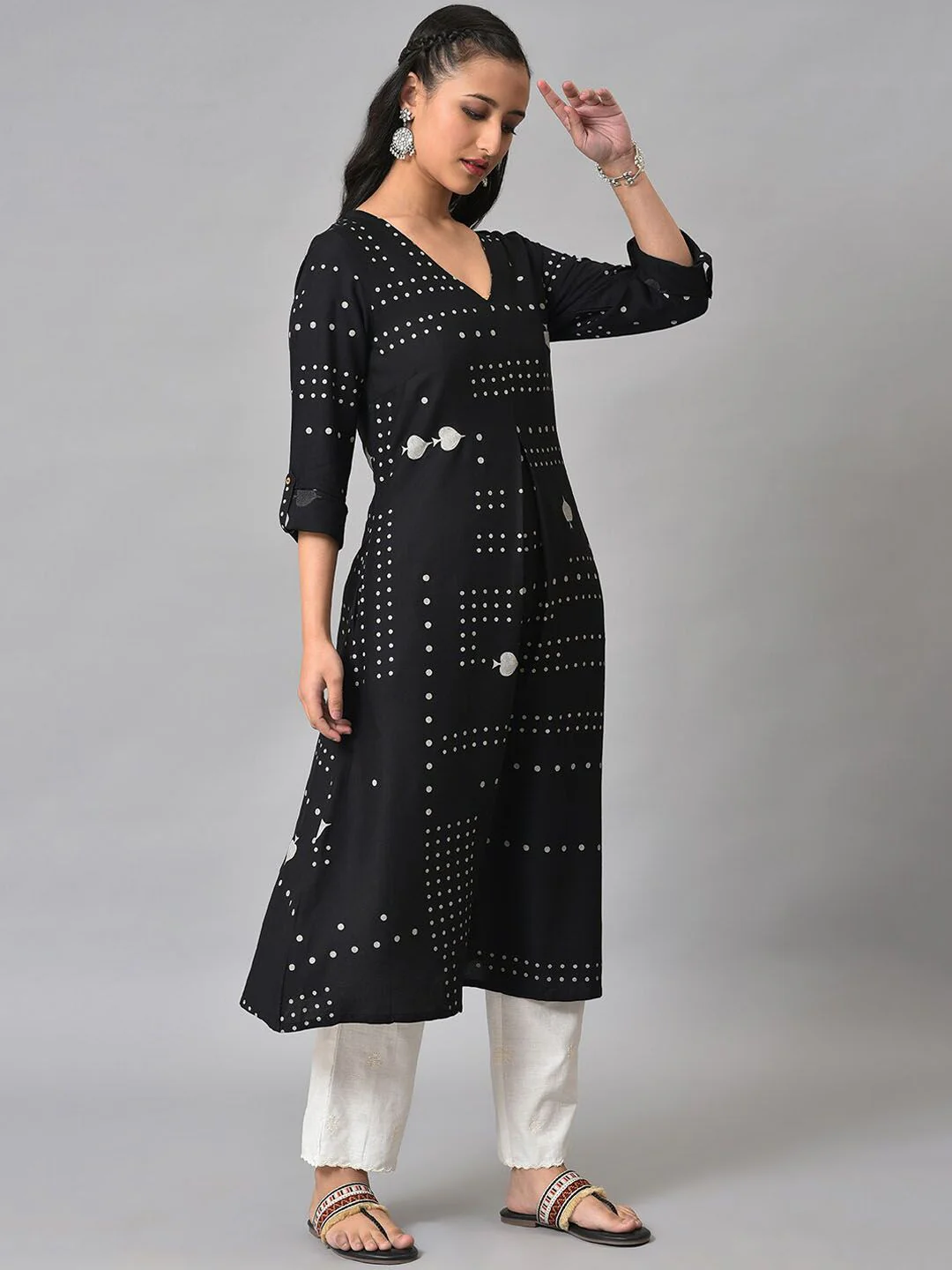 W Women Geometric Printed Anarkali Kurta - Image 5