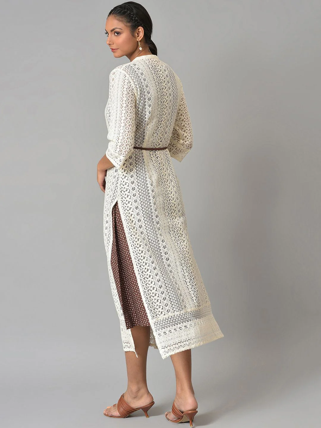 W Women Geometric Printed Cotton Kurta - Image 3