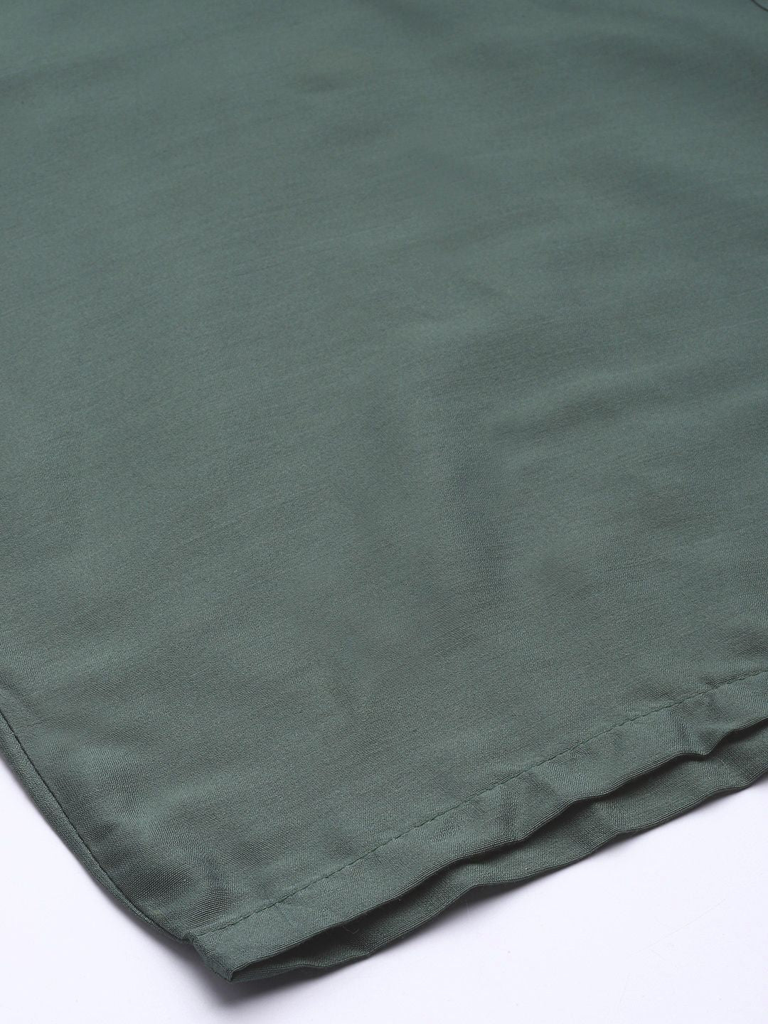 W Women Green Solid Straight Palazzos - Image 7