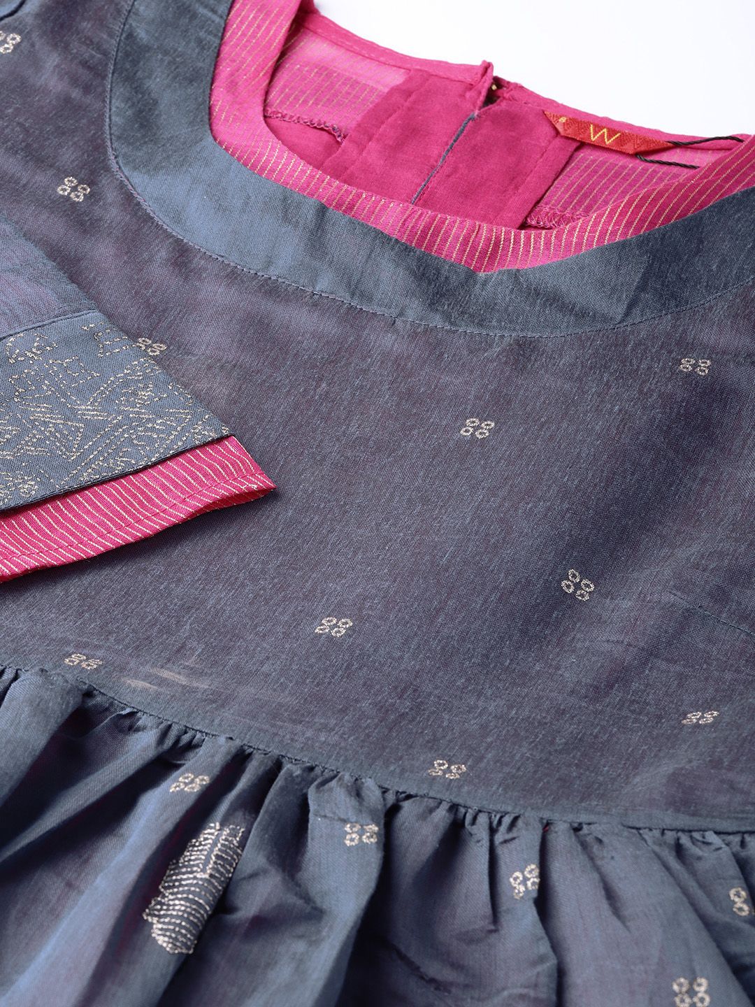 W Women Navy Blue Printed A-Line Kurta - Image 2