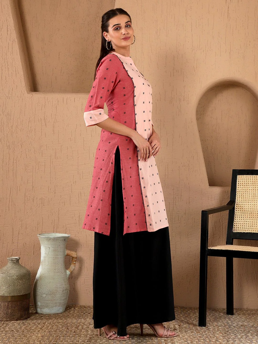 W Women Red Ethnic Motifs Printed Kurta - Image 5
