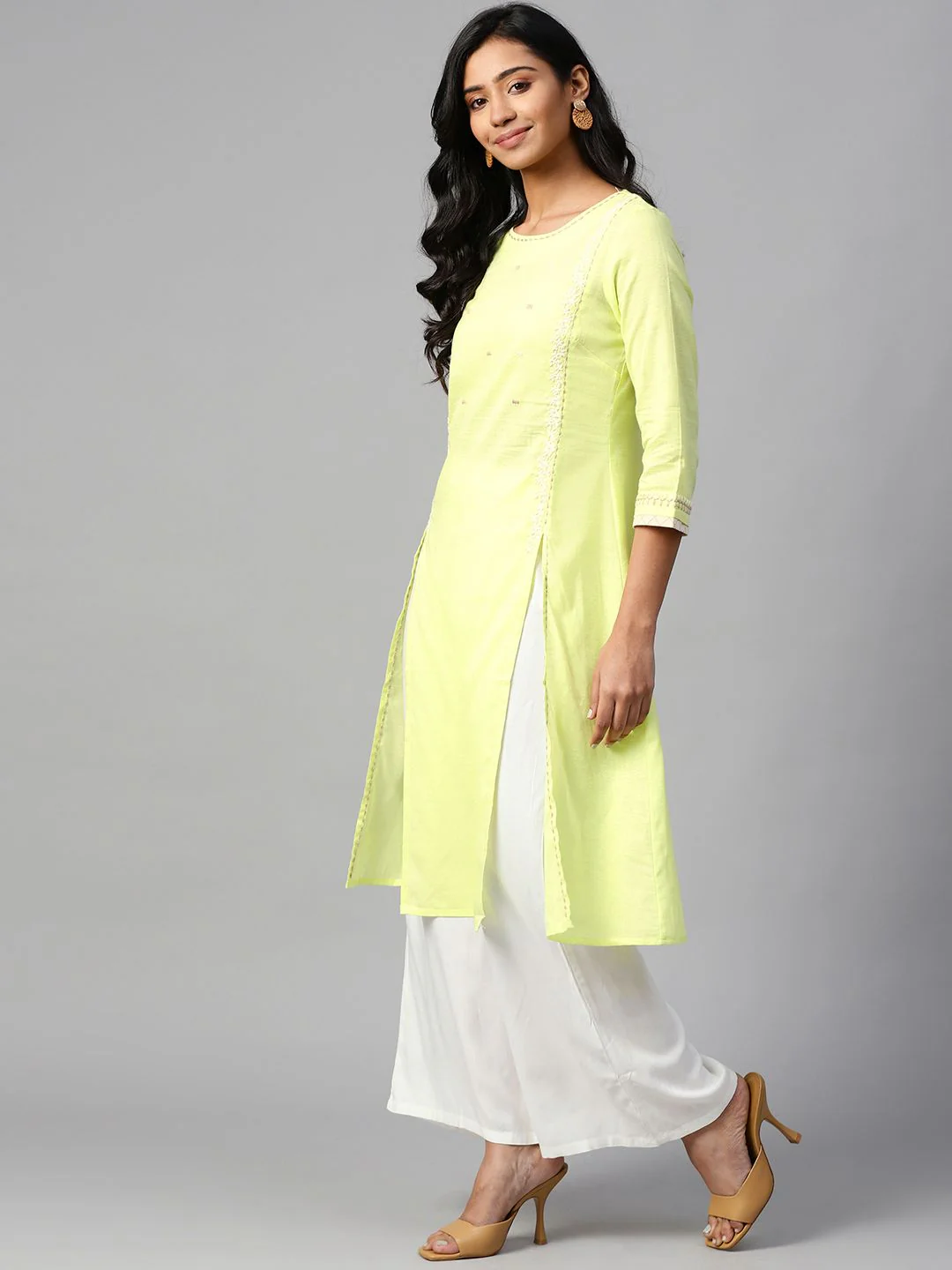 W Women Straight Cotton Kurta - Image 3