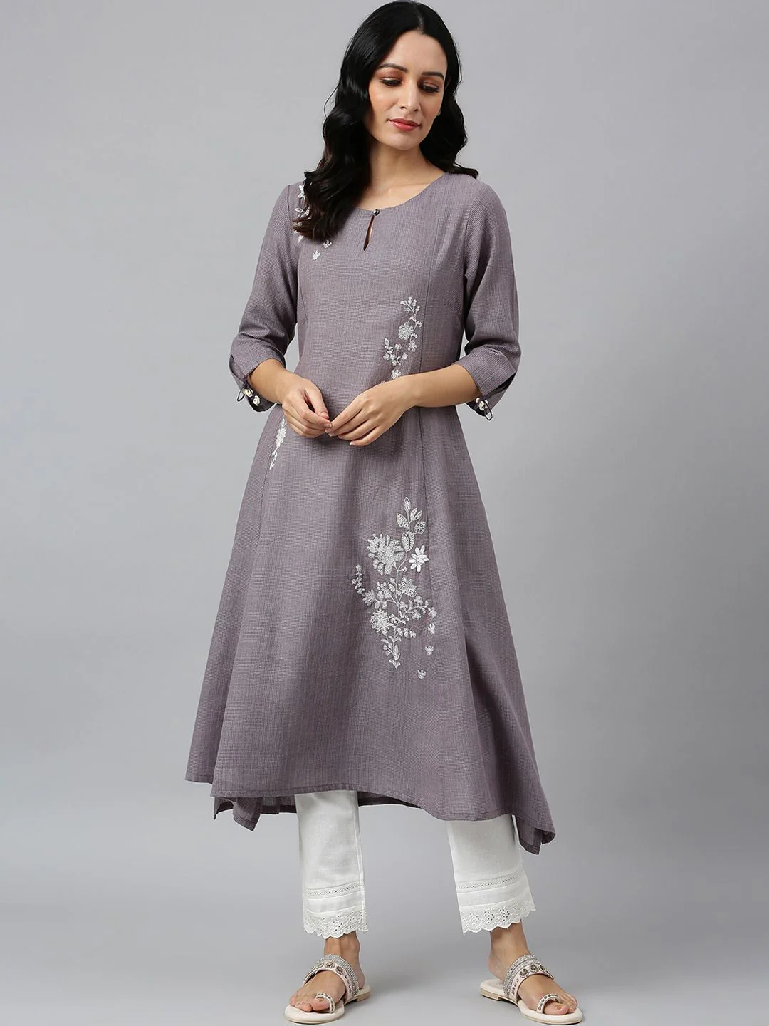 W Women Straight Cotton Kurta - Image 2