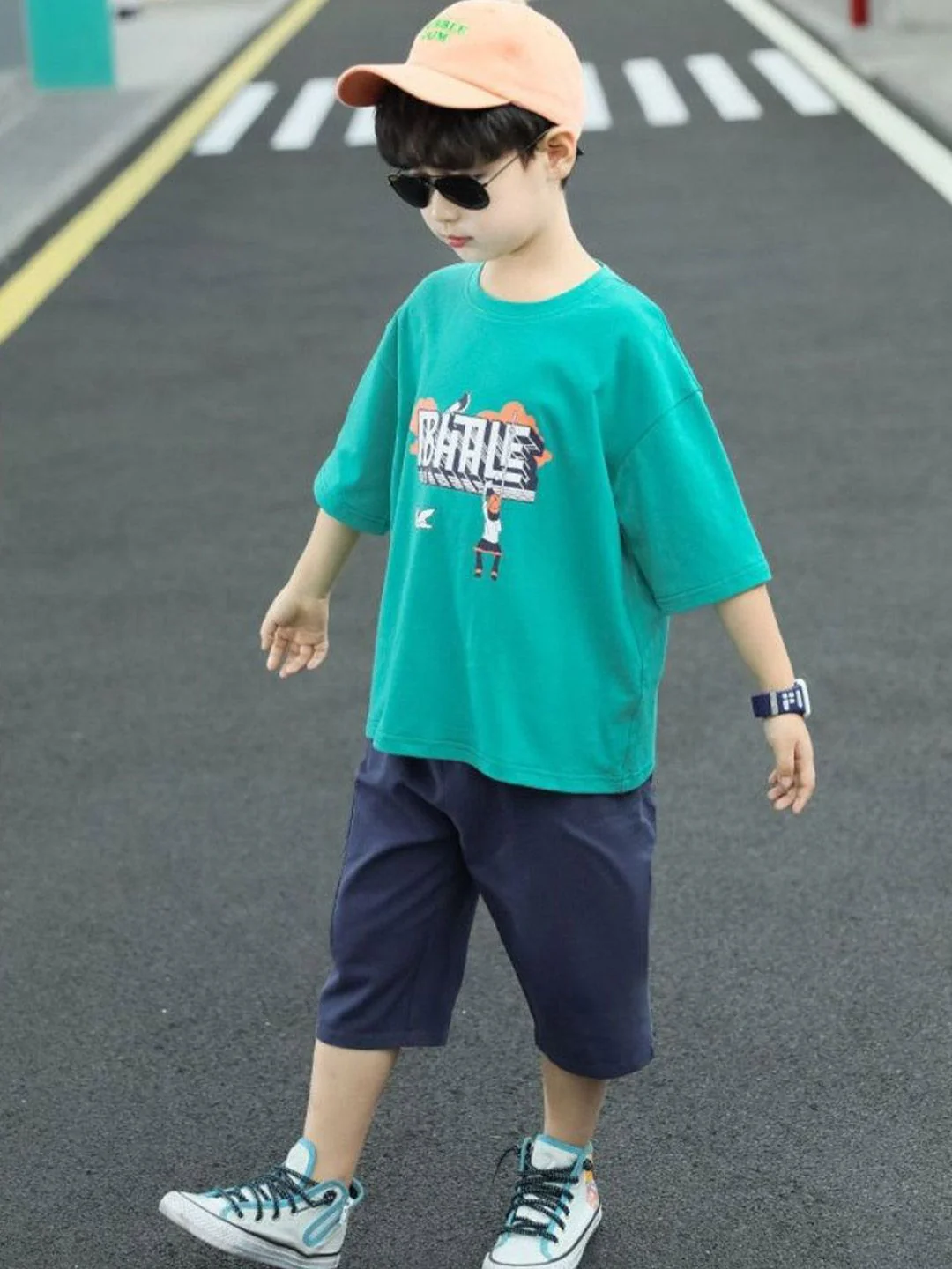 YK Boys Printed Round Neck Pure Cotton T-Shirt With Shorts