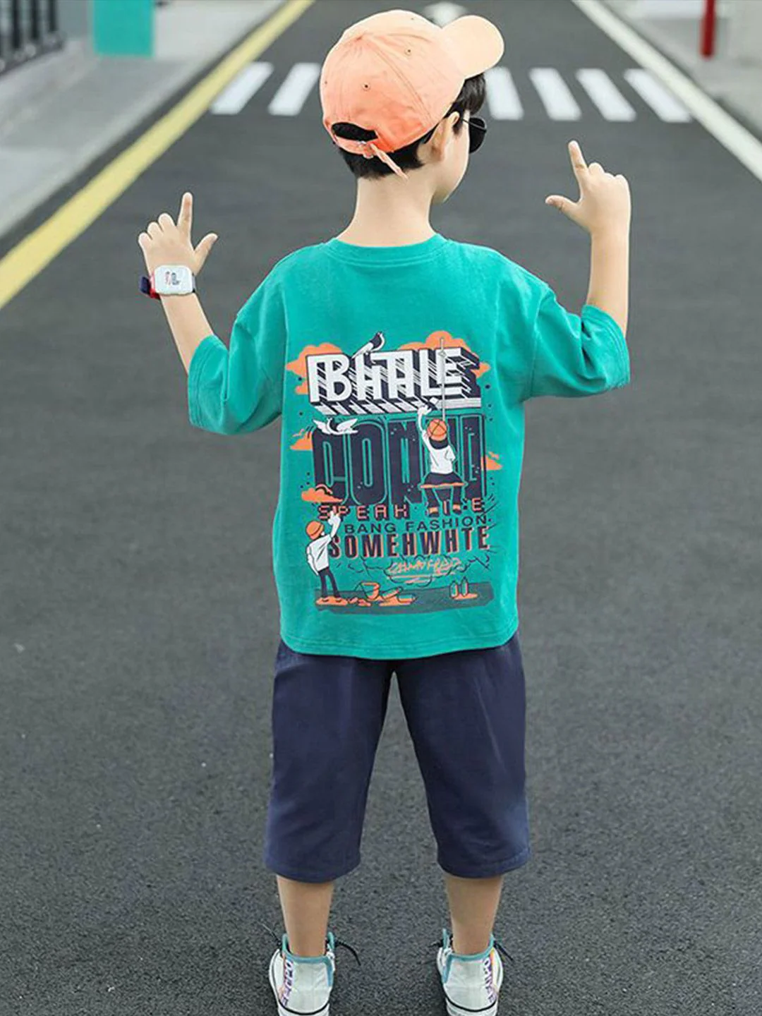 YK Boys Printed Round Neck Pure Cotton T-Shirt With Shorts - Image 4