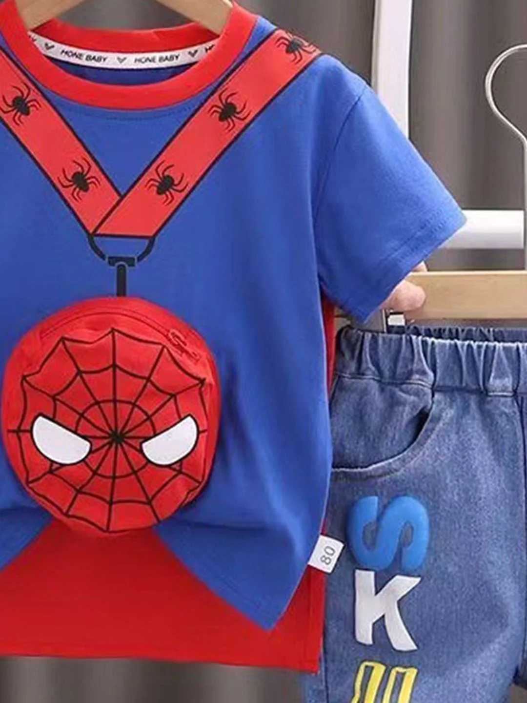 YK Boys Spider-Man Printed Short Sleeves T-Shirt & Shorts - Image 2