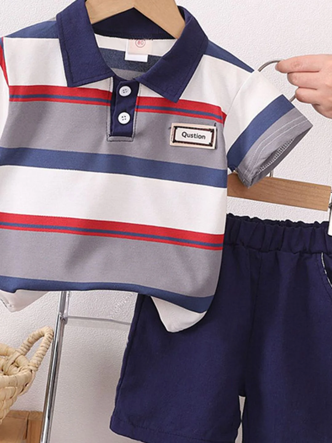YK Boys Striped Cotton Clothing Set - Image 2